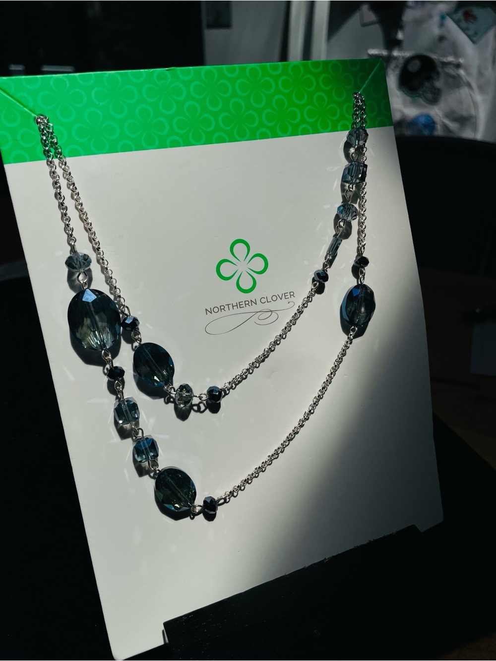 Northern Clover Blue Multi-Strand Crystal Beaded Necklace